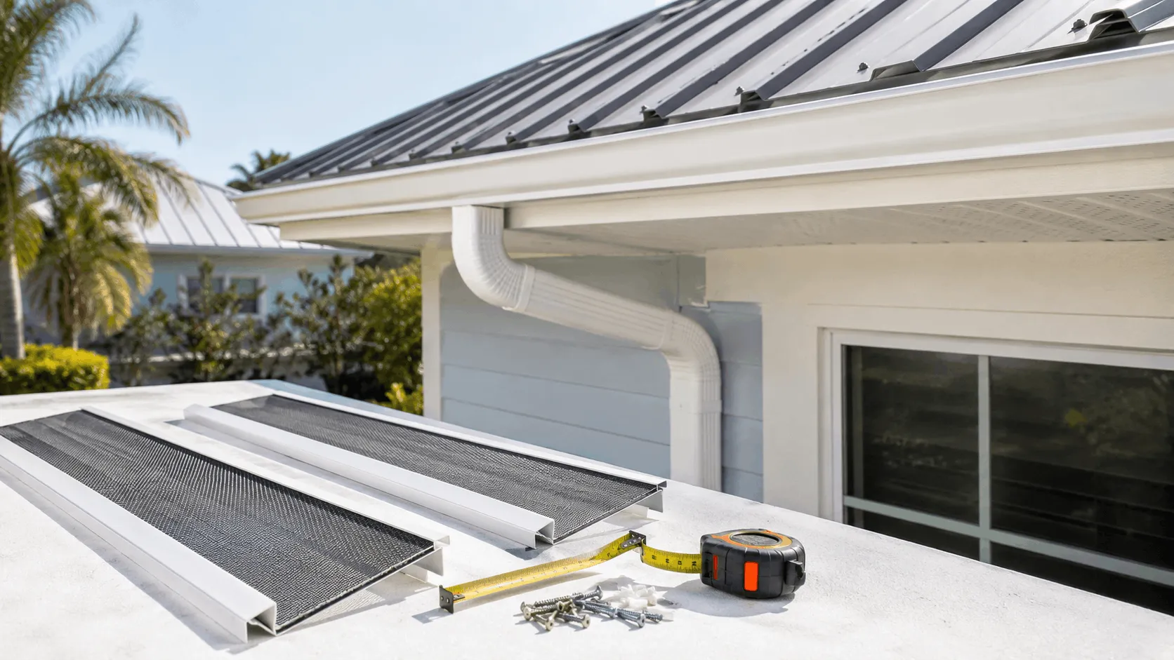 Micro-mesh guard section installed over a gutter section
