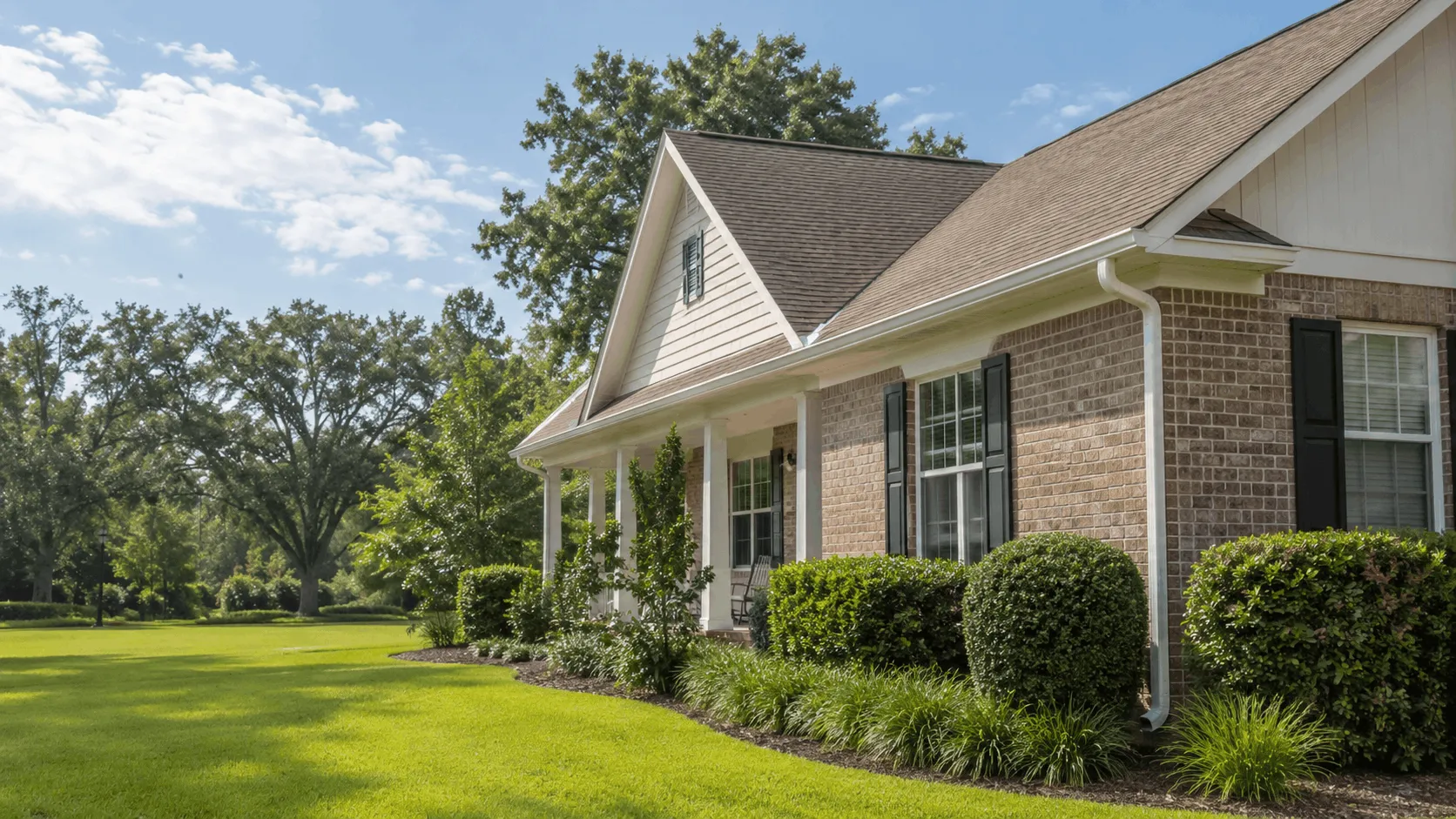 Bonifay building with a large roof and gutters along the eave