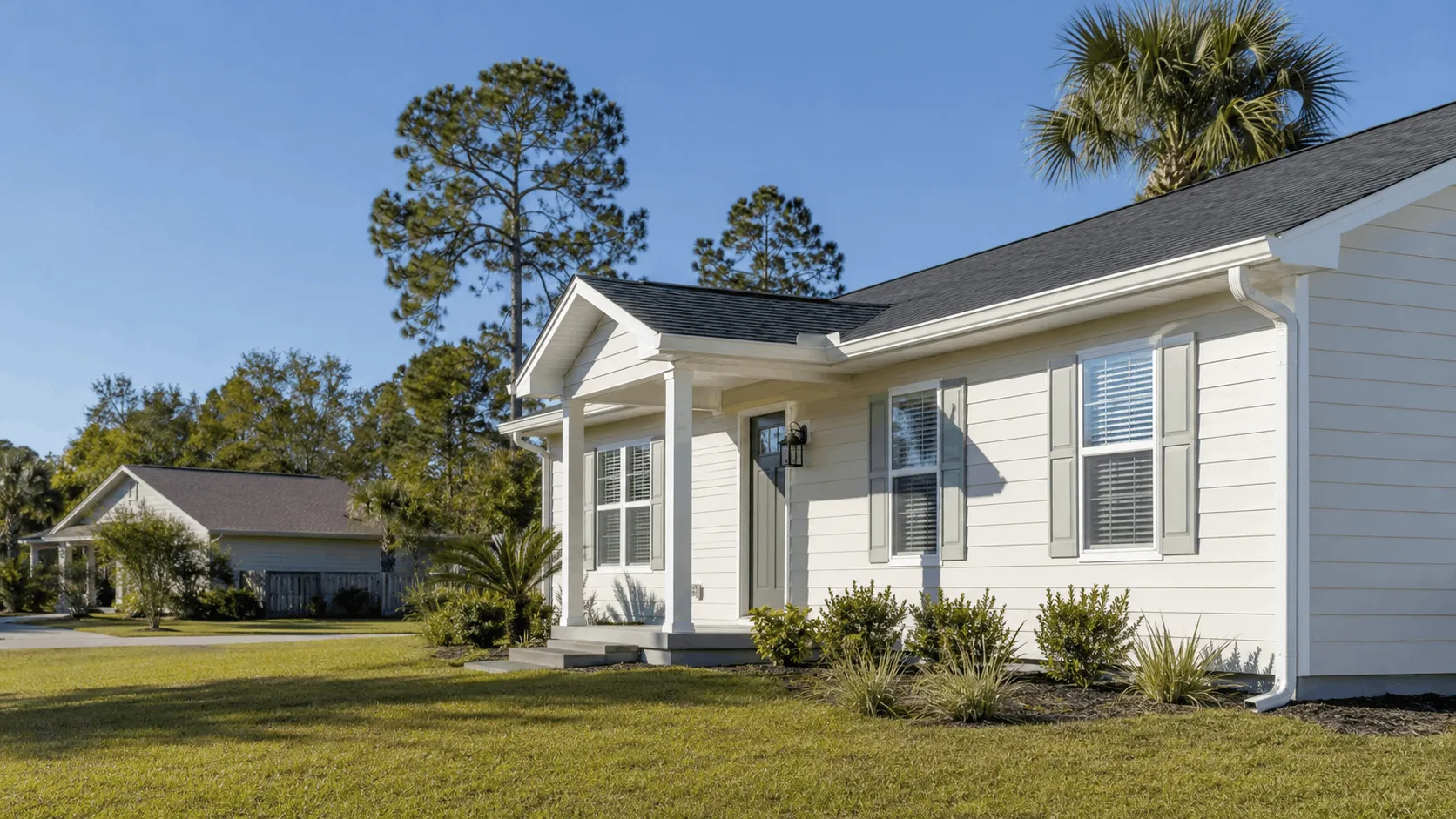 Callaway home with a carport and gutters along the main roofline
