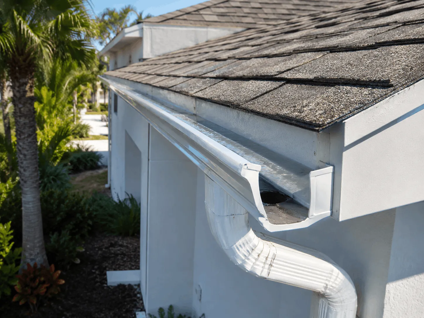 Clean gutter run after debris removal