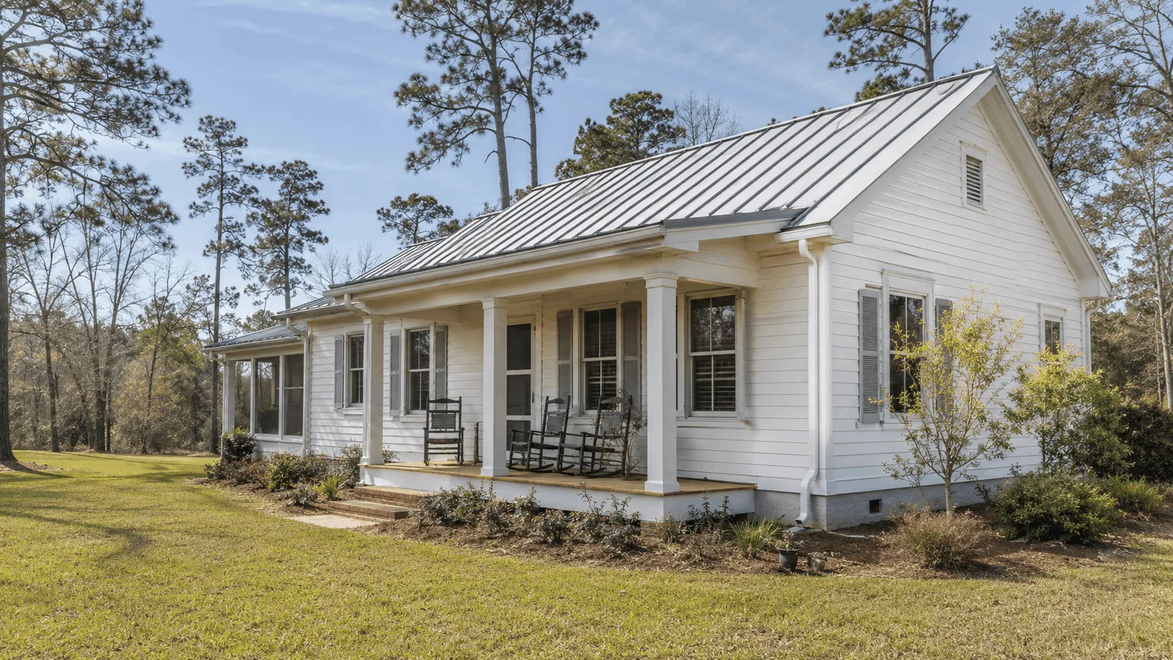 Holmes County home with gutters along the main roofline