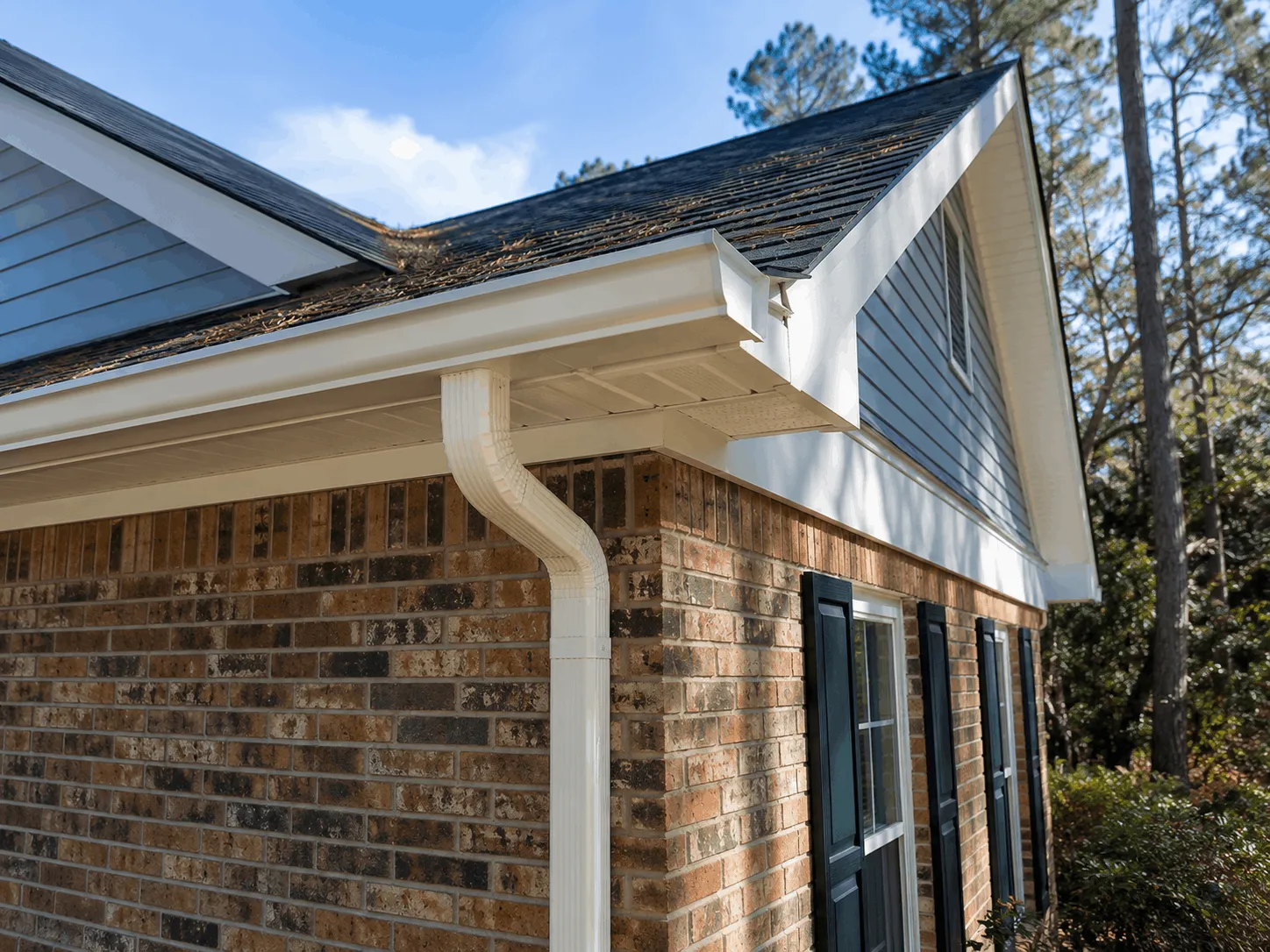 Older sectional gutter run at a Cottondale property
