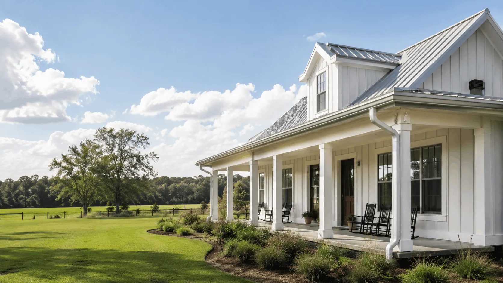 Malone property with open ground and gutters along the roofline