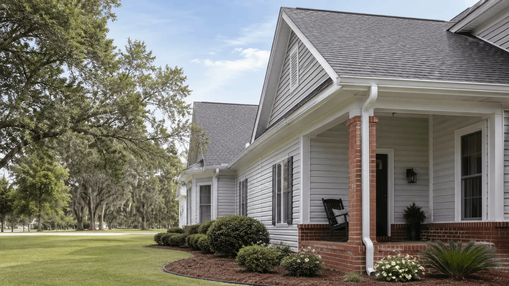Marianna home with gutters along the main roofline