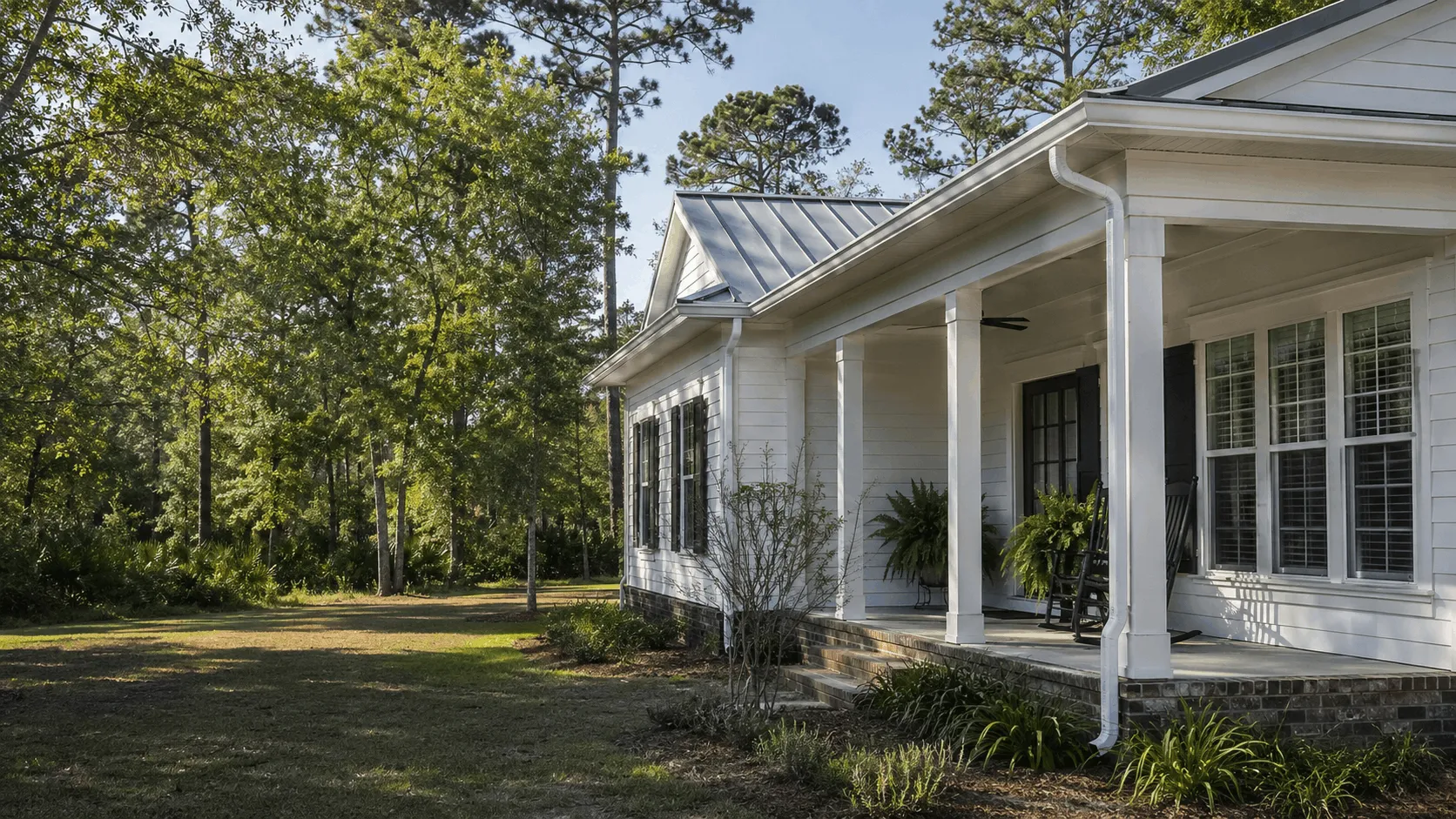 Manufactured home in Ponce de Leon with gutters along the eave