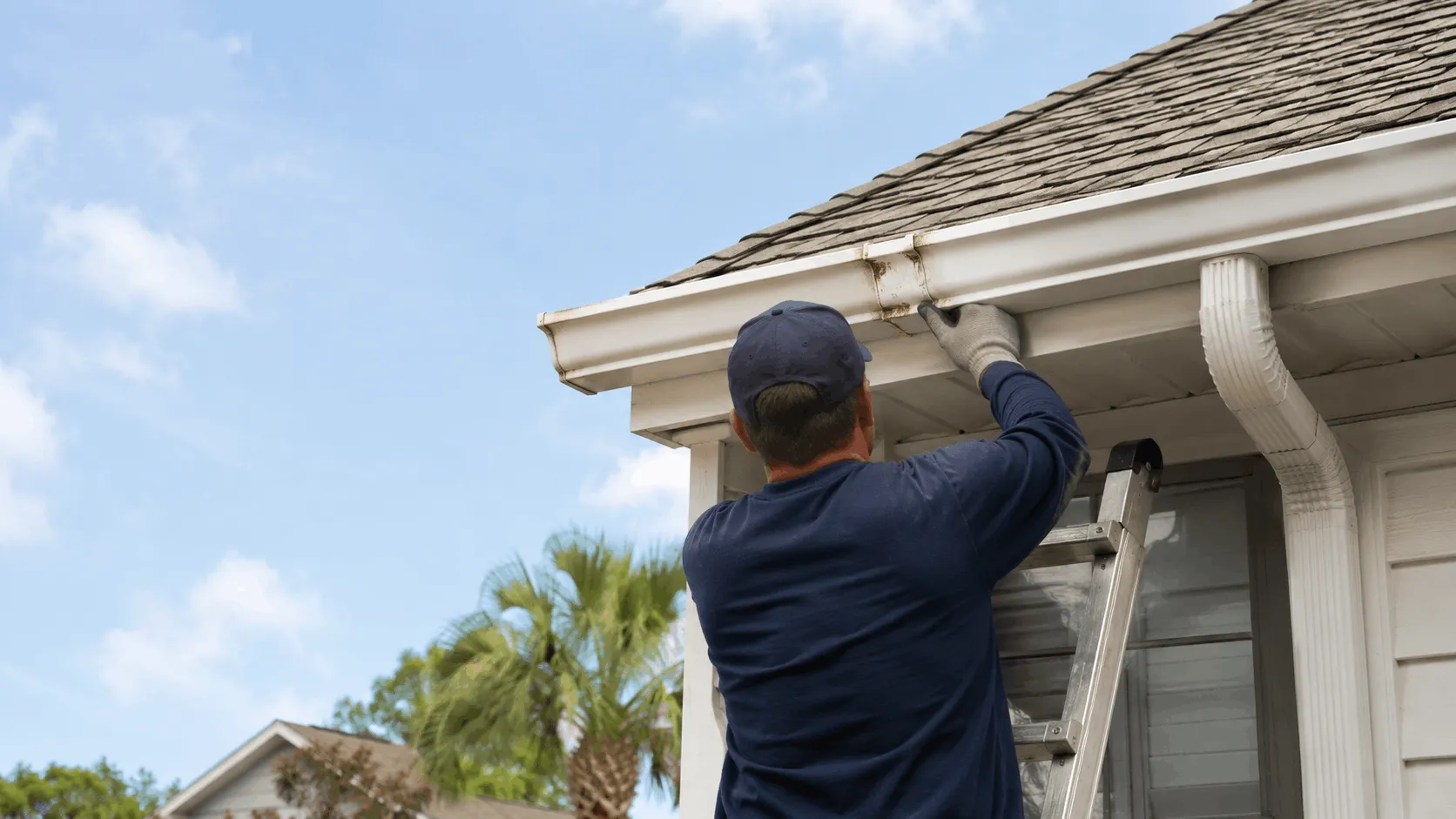 Gutter repair being carried out on a Cottondale property