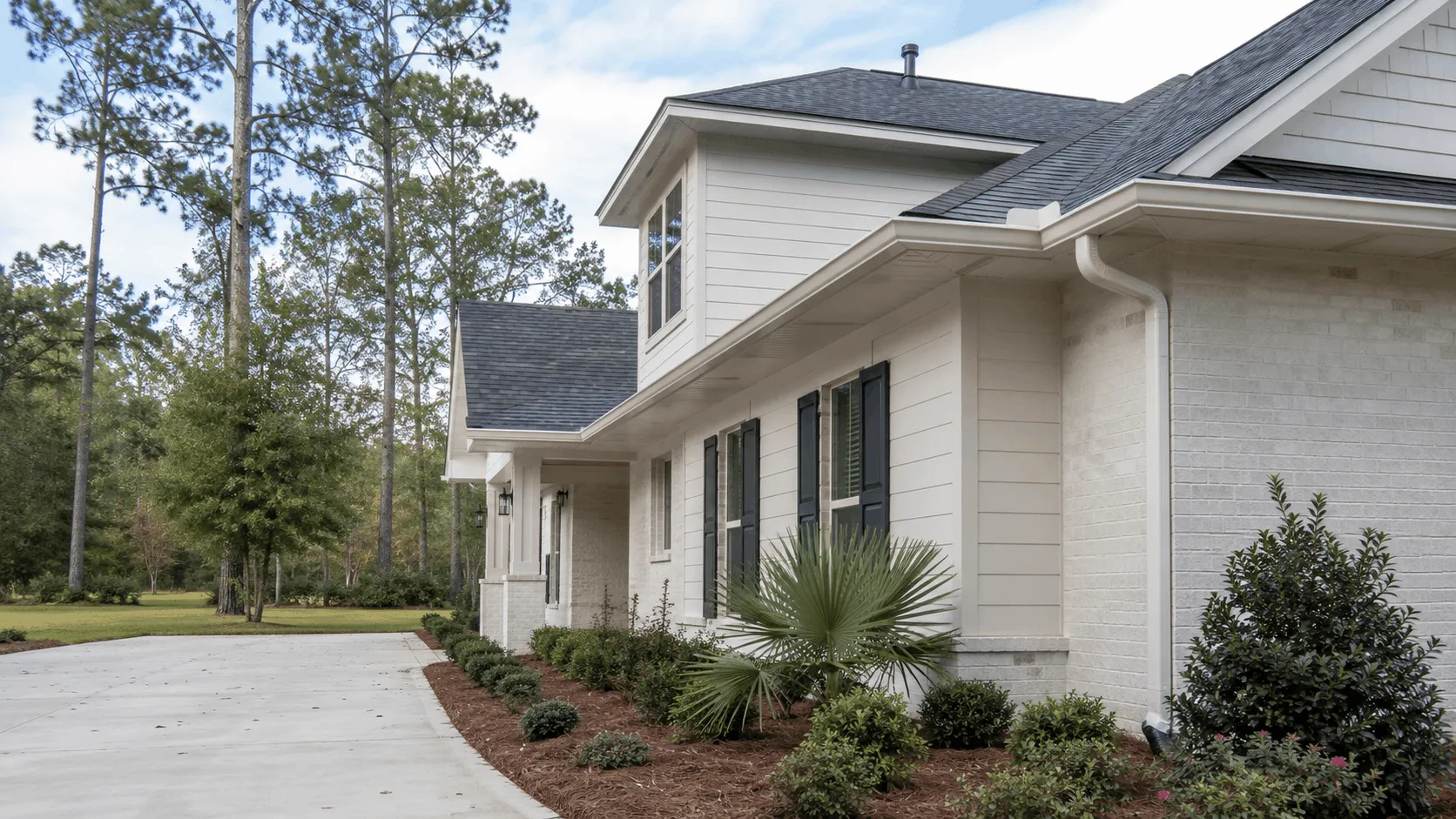 Cottondale home with a complete gutter and downspout system