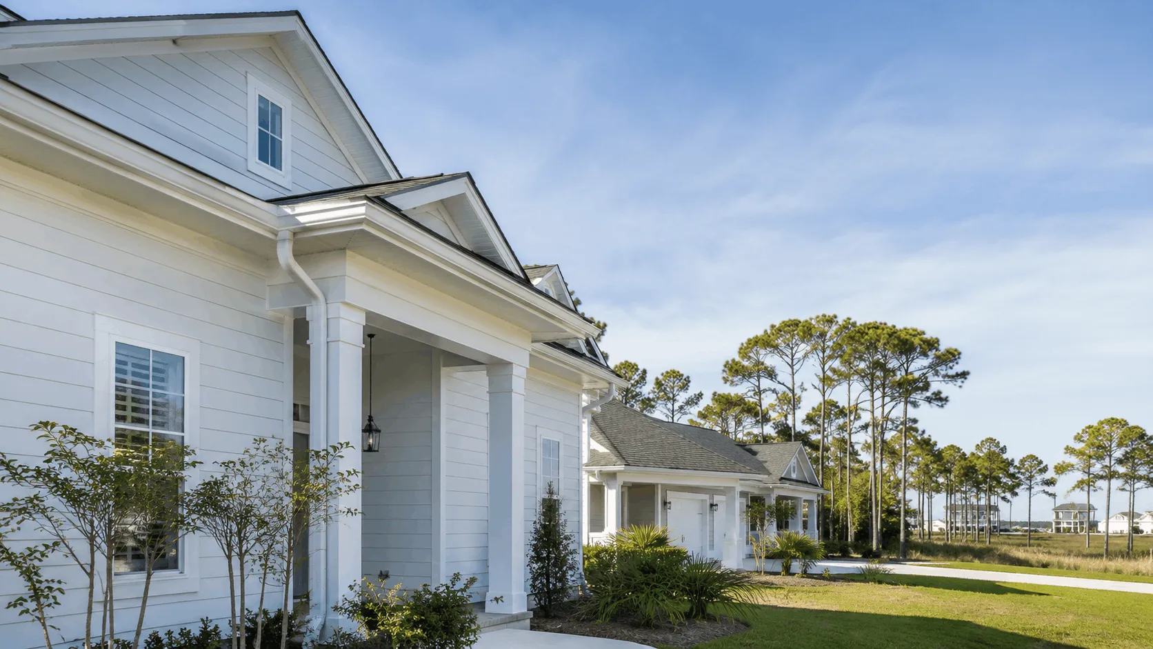 Residential rooflines across a Florida Panhandle neighborhood