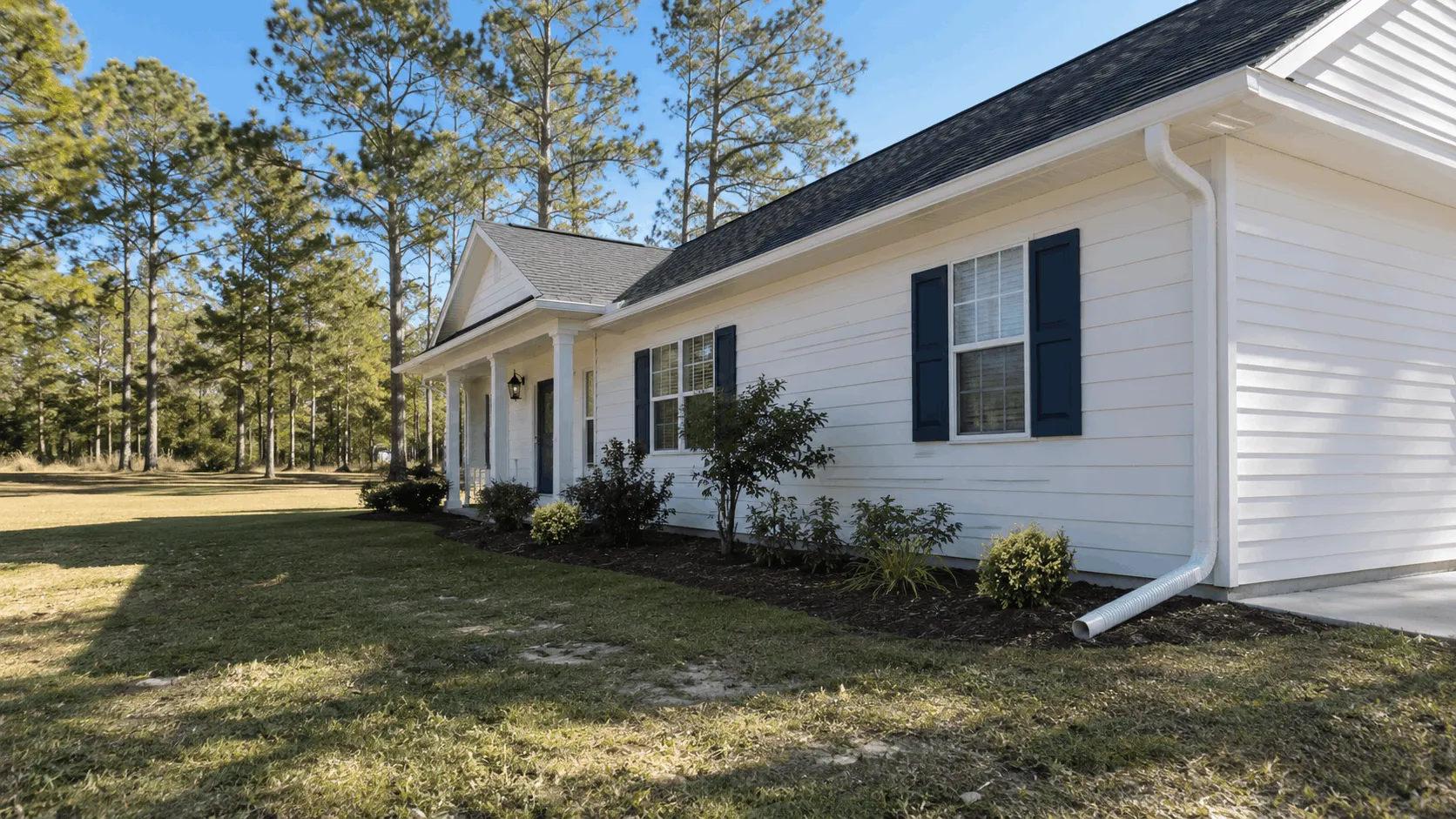Washington County home with gutters along a long roofline