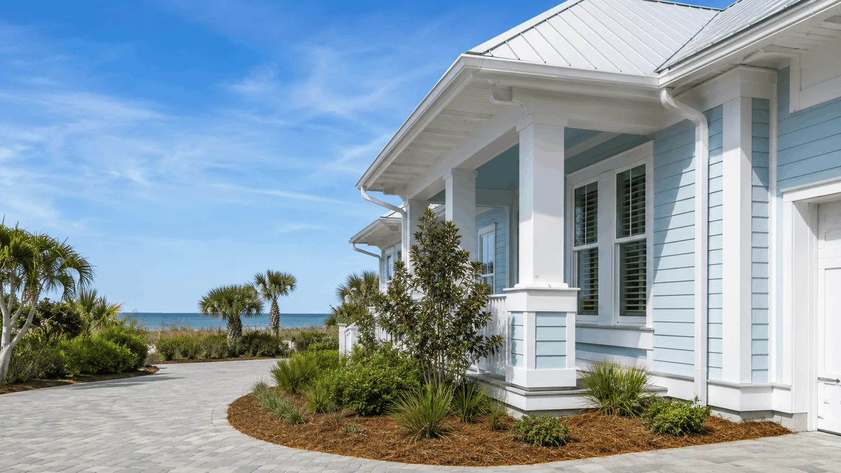 Wewahitchka home with gutters along the main roofline